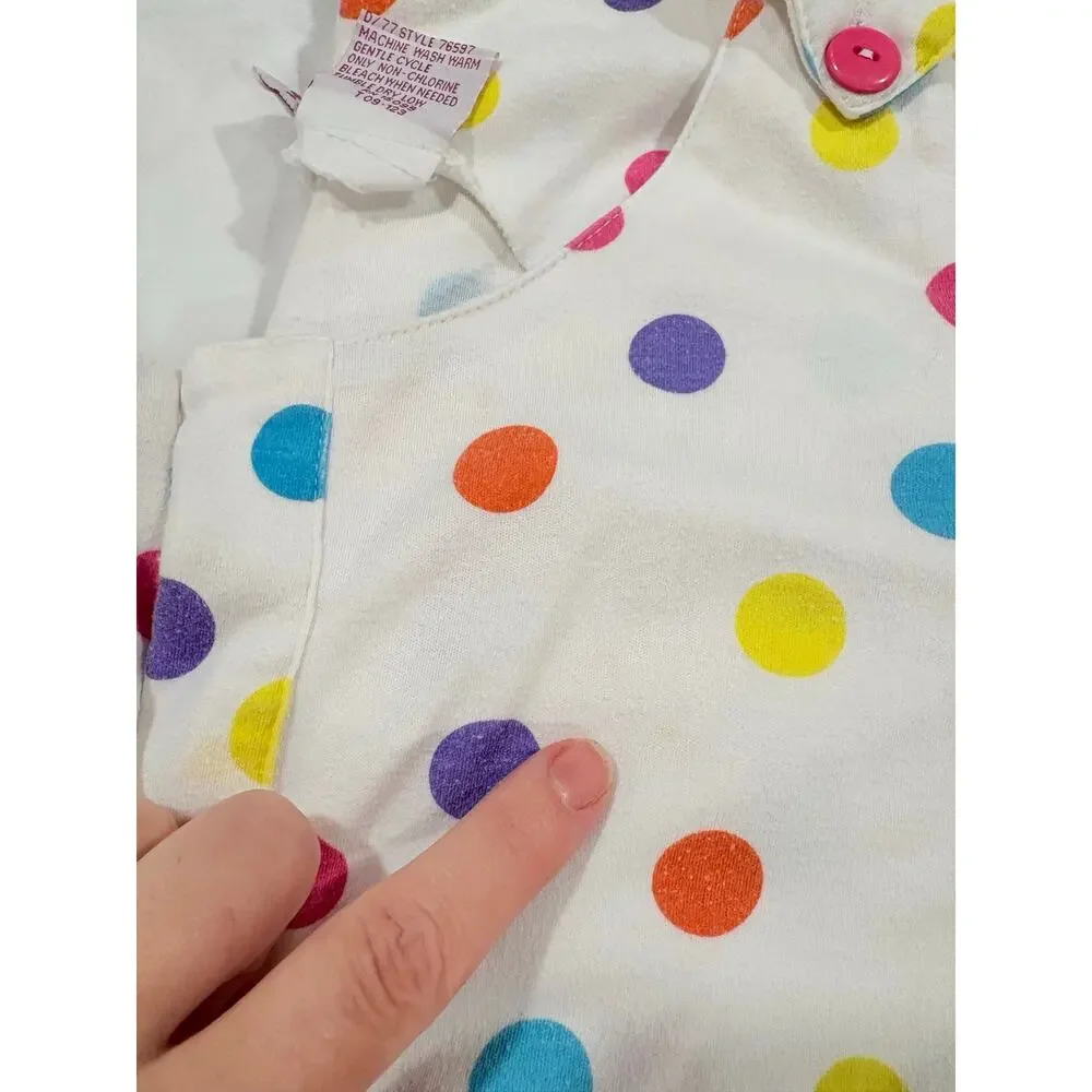 Vintage 90s Polka Dot Romper Girls Size Large 14-16